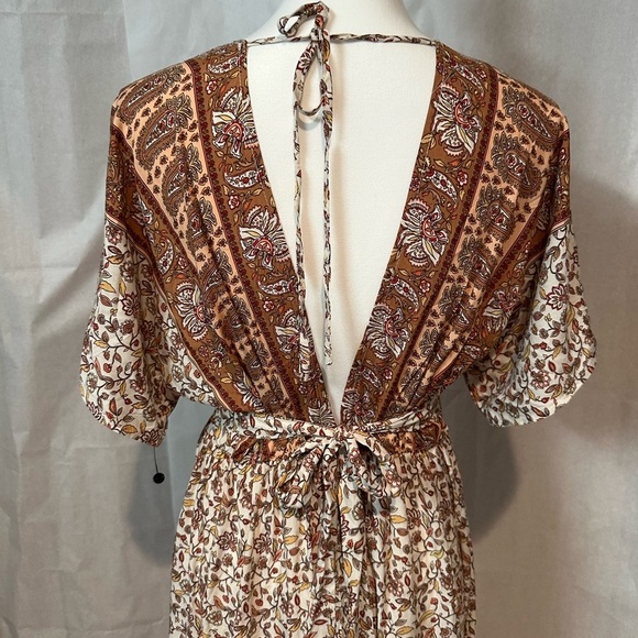 SHEIN Floral Print Midi Dress in Cream and Brown - Picture 7 of 9